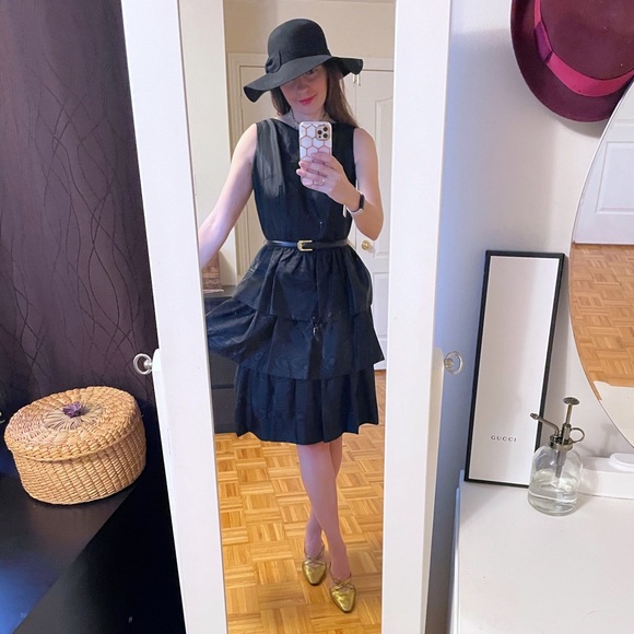 Rare 1950s Hepburn style black ruffled tier dress - Picture 3 of 12